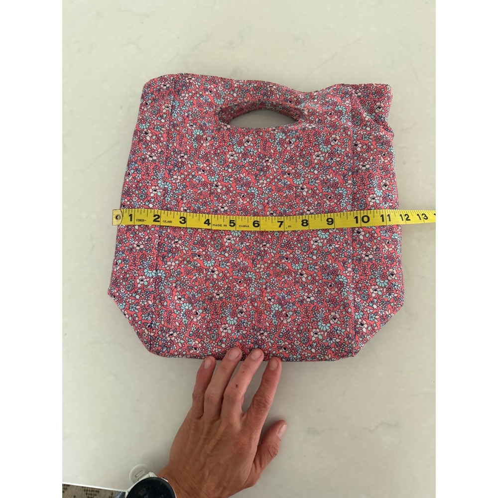 Pink Floral Insulated Lunch Tote Bag Zippered Thermal Cooler Bag - Picture 4 of 12
